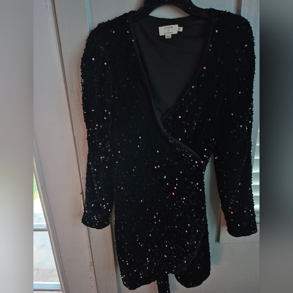 Molly Bracken Black Sequin Long Sleeve Blazer
